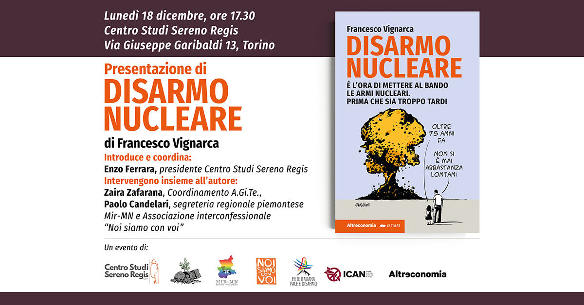Presentazione di “Disarmo nucleare”, a Torino il 18 dicembre