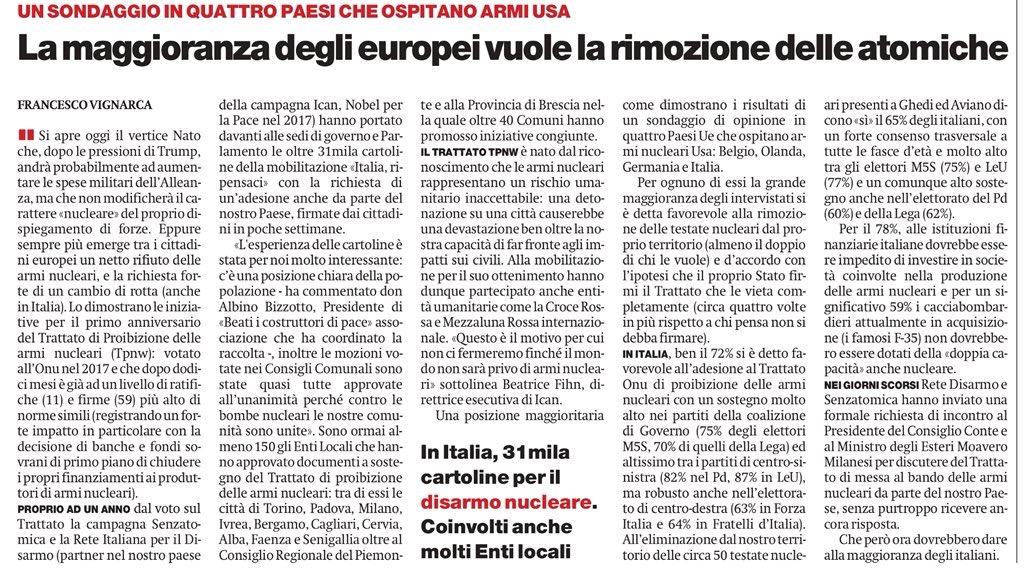 Manifesto articolo ICAN 11 luglio 2018