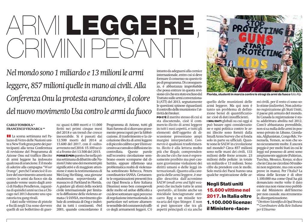 Il Manifesto - armi leggere crimini pesanti