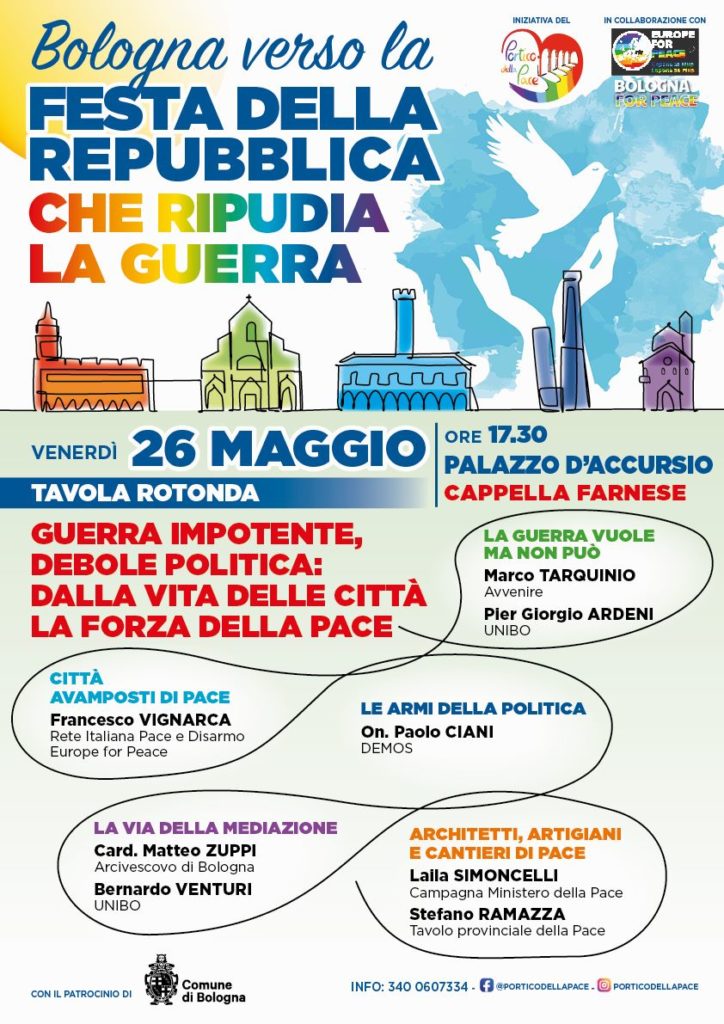 Guerra impotente, debole politica: dalla vita delle città la forza della Pace – a Bologna il 26 maggio