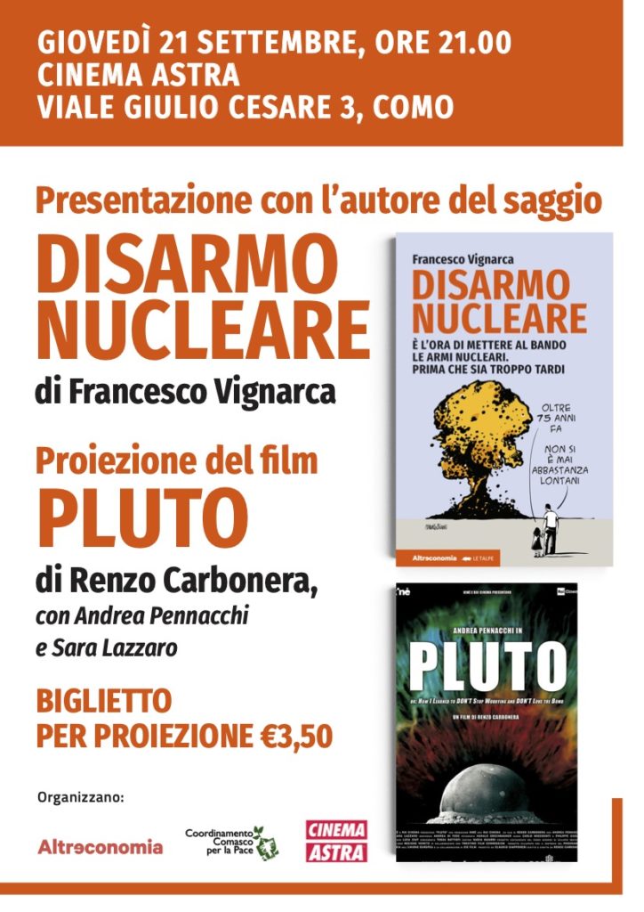Presentazione di “Disarmo nucleare” e proiezione del film “Pluto”, a Como