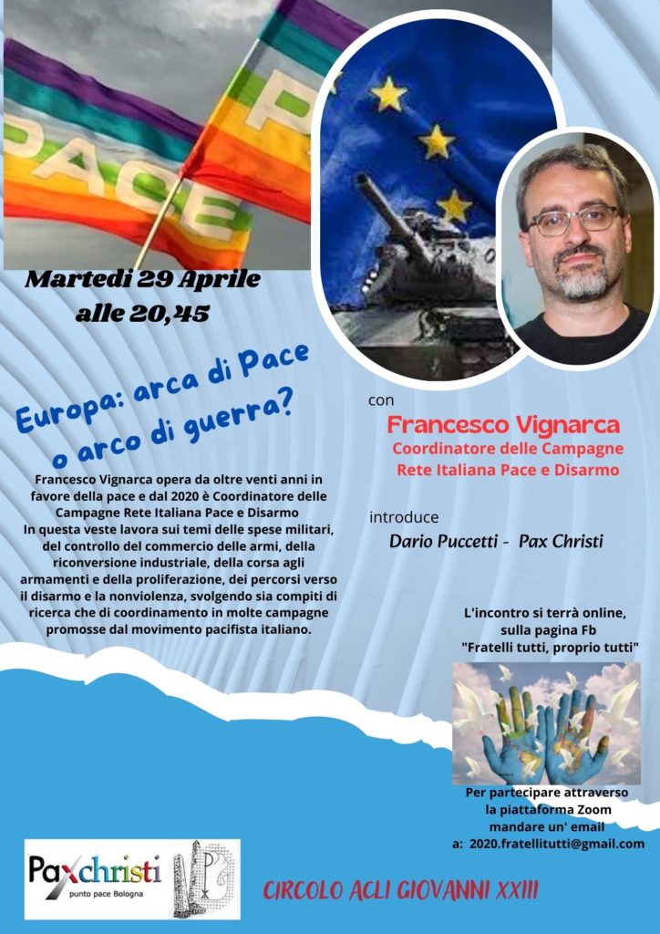 Europa: arca di Pace o arco di guerra? Online con Pax Christi Bologna il 29 aprile