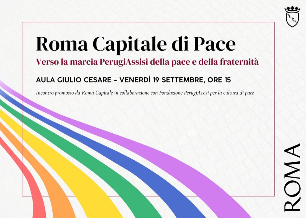 Per una Roma capitale di Pace, incontro in Campidoglio il 19 settembre
