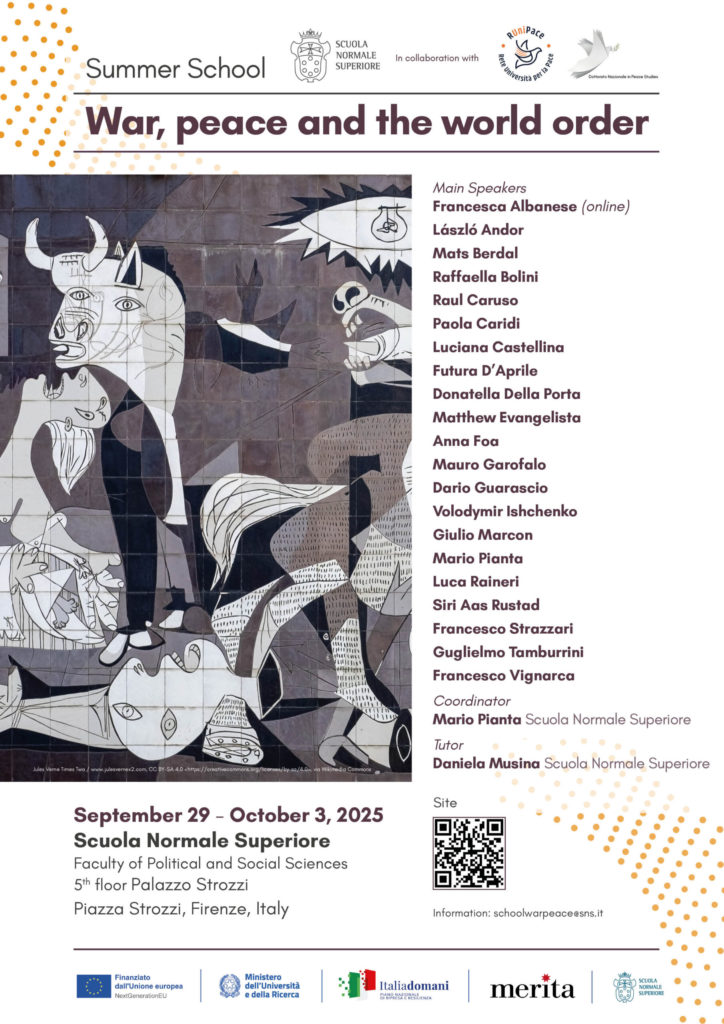 “War, Peace and the World Order”, a Firenze per un contributo alla Summer School della Normale