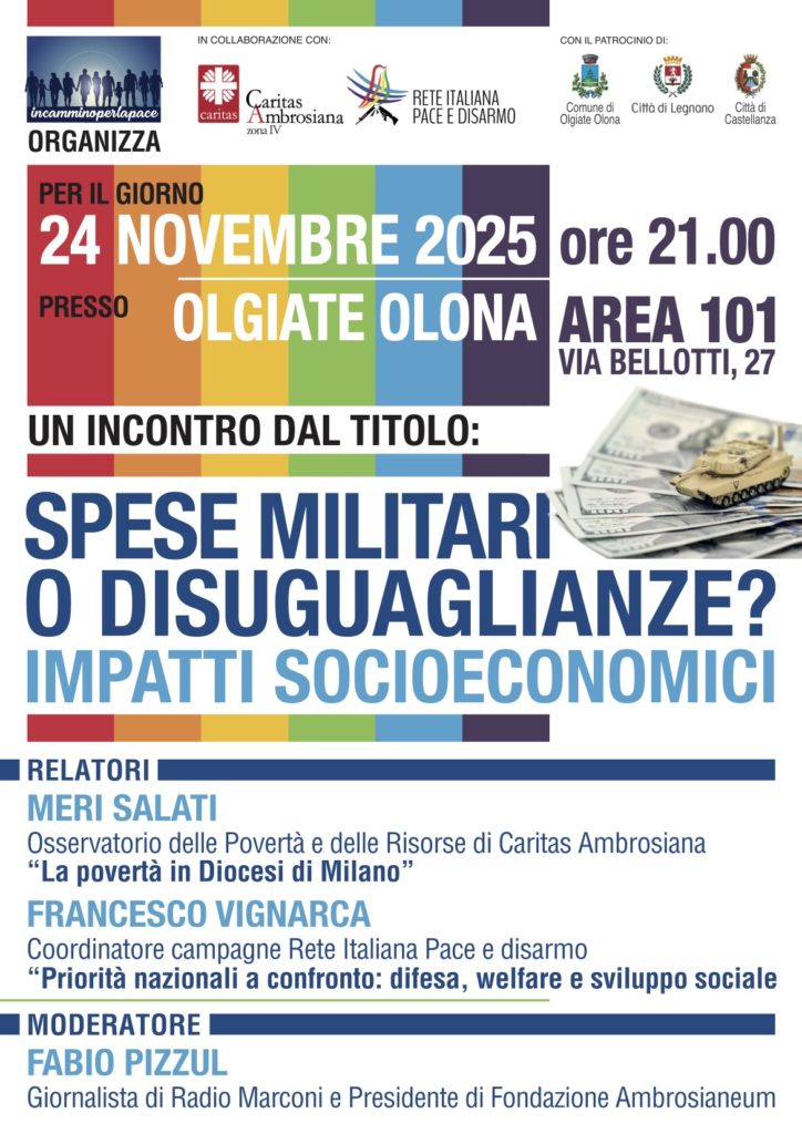 Spese militari o disuguaglianze? Impatti socioeconomici – a Olgiate Olona il 24 novembre