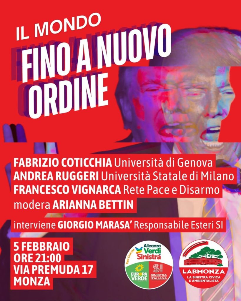 Il mondo, fino a nuovo ordine – Dibattito a Monza il 5 febbraio