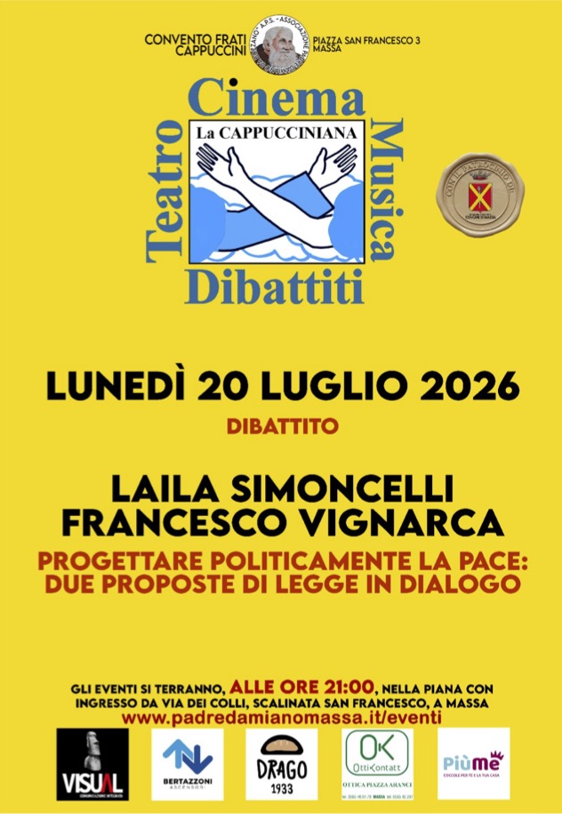 Progettare politicamente la pace: due proposte di legge in dialogo, a Massa il 20 luglio